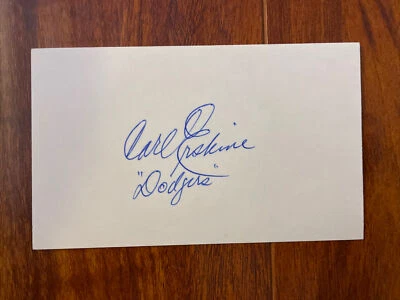 Carl Erskine - Los Angeles Dodgers - Signed 3x5 Index Card - Image 1 of 3
