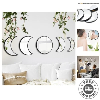 Mood-Boosting Black Moon Phase Mirrors - 5-Piece Decorative Set for Cozy Spaces - Image 1 of 4