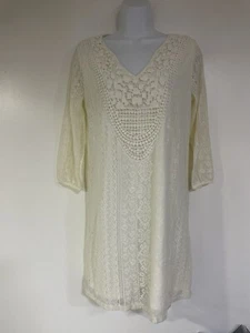 Xhilaration Damen Kleid Medium Spitze Lagenlook V-Ausschnitt Mini Pullover Elfenbein Creme - Bild 1 von 10