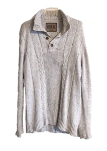 Buckle Black Oatmeal Cable knit Sweater Men's Sz Large 1/4 button long sleeve - Picture 1 of 6
