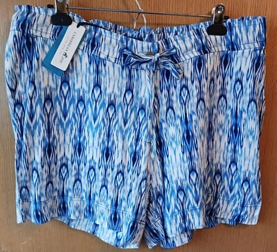 NWT! Women's L Caribbean Joe  Blue Lightweight Rayon Shorts. - Изображение 1 из 4