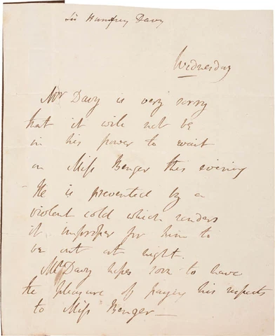 SIR HUMPHRY DAVY - THIRD PERSON AUTOGRAPH LETTER TWICE SGD Cover