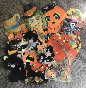 Halloween Vintage Die Cut Decorations Cat Eureka Beistle Lot (14) *READ* - Picture 1 of 23