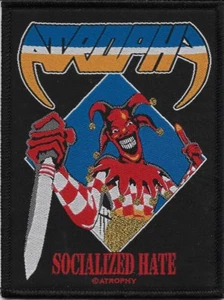 ATROPHY-SOCIALIZED HATE-WOVEN PATCH-GOLD GLITTER THREAD-THRASH METAL - Picture 1 of 1