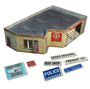 N Scale Building - Multi Purpose Building Police or Fire Station Etc (Paper Kit) - Picture 1 of 12
