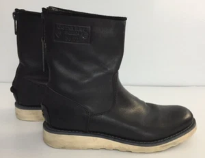 G STAR SIZE 38 WOMENS BLACK LEATHER BACK FULL ZIP UP ANKLE BOOTS NON SLIP - Picture 1 of 14