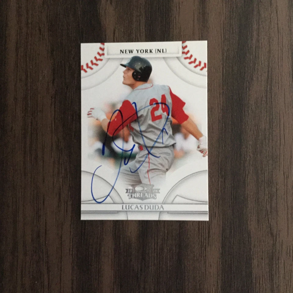 Autographed 2008 Donruss Threads Lucas Duda New York Mets 73 Baseball Card - Image 1 of 1
