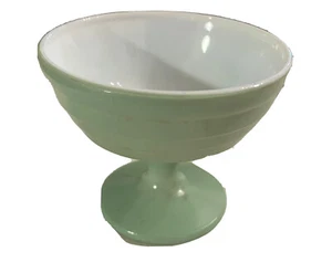 VNTG Hazel Atlas 1950's Green Platonite milk glass Pedestal dessert Dish - Picture 1 of 5