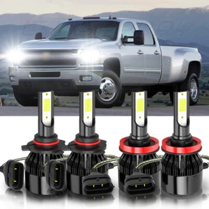 4X LED Headlights Hi/Lo Beam 6000K For Chevy Silverado 1500 2500 3500 2007-2019 - Picture 1 of 13