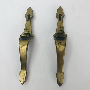 2 VTG Amerock 315 Brass Cabinet Door Thumb Pull Handle Carriage House 60s MCM 6” - Picture 1 of 7
