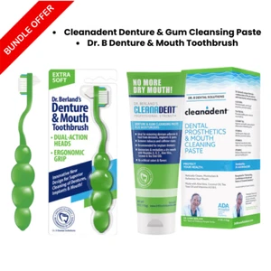 Dr. B Denture & Mouth Toothbrush Extra Soft and Cleanadent Cleansing Paste SET - Picture 1 of 5