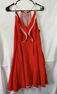 Girls From Savoy Ruffled Halter Dress Red Size 8 100% Silk Shell Missing Belt - Picture 1 of 8