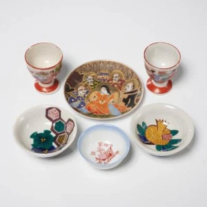 Japanese Antique and Vintage Egg Cups Sauce Bowls Plate Tablewares 6pc Lot - Picture 1 of 7