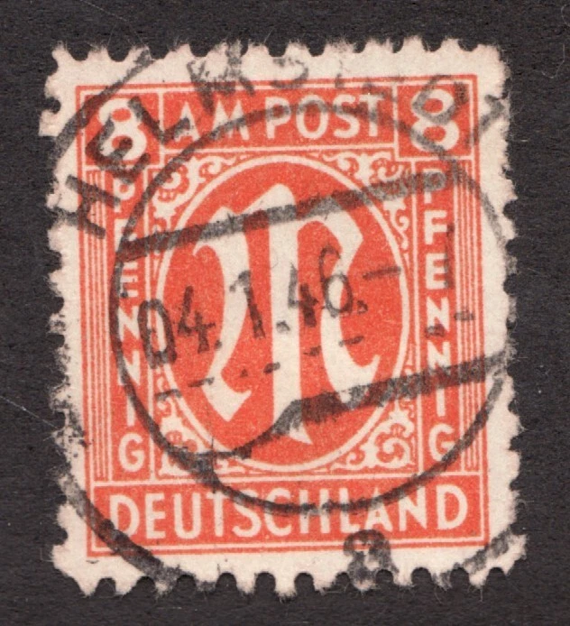 1945 Germany, British American Bi-Zone. Sc# 3N6 - 8pf. Used SOTN Cv$30 - Image 1 of 1