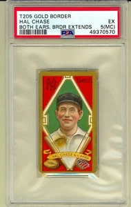 1911 T205 Gold Border Hal Chase Both Ears Border Extends Yankees PSA EX 5 MC - Bild 1 von 2
