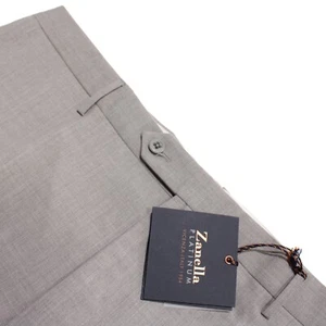 Zanella Platinum NWT Dress Pants Size 40 US Noah In Solid Light Gray 100% Wool - Picture 1 of 13