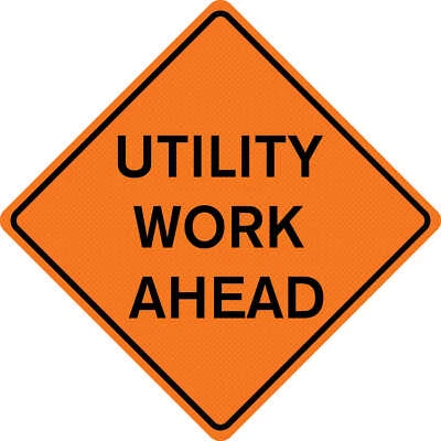 CORTINA SAFETY 48” x 48” Mesh Sign “UTILITY WORK AHEAD”