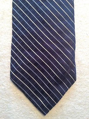 TOMMY HILFIGER 男式领带 3.75 X 58 海军蓝 带条纹 — 第 1/4 张图片