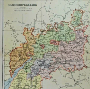 1800s Gloucestershire 1895 Antique County Map  10 x12.5 - Picture 1 of 20