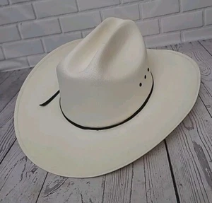 Western Express Inc Rodeo White Hard Shell Banded Cowboy Hat 63 Mex Size 7 ⁷/⁸ - Picture 1 of 13