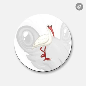 Ibis Bird Animal | Calamita decorativa rotonda 4" x 4" - Foto 1 di 2