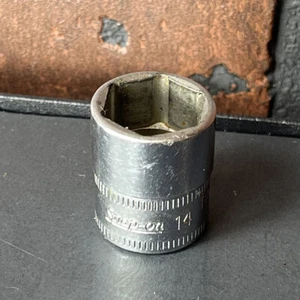Snap-On Tools USA 1/4" Drive 6pt 14mm Metric Shallow Chrome Socket TMM14 Vintage - Picture 1 of 11