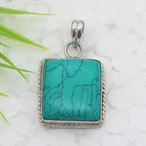 Silber Türkis Halskette 925 Sterling Handmade Schmuck Edelstein Halskette - Bild 1 von 2