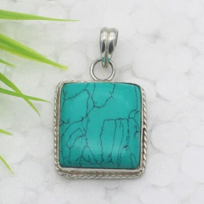 Silber Türkis Halskette 925 Sterling Handmade Schmuck Edelstein Halskette - Bild 1 von 2