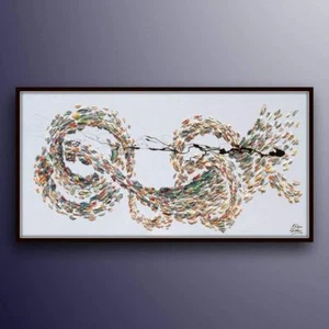 Abstract painting 67"  Original oil painting on canvas, calming cool tones - Picture 1 of 4