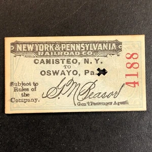 New York & Pennsylvania Railroad 21. Juli 1917 Oswayo Ticket #4188 selten - Bild 1 von 2