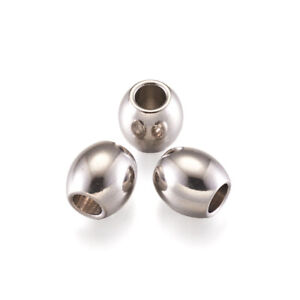 10 pcs Barrel 304 Stainless Steel Large Hole European Beads 10x10mm Hole 5mm