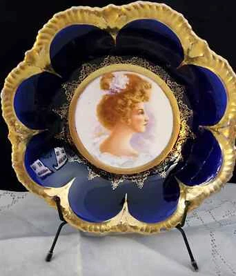 Антикварная ампирная фарфоровая портретная чаша викторианской леди декоративный акцент - Изображение 1 из 4
