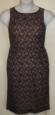 Isaac Mizrahi misses sz S Pretty brown & pink floral lace sheath dress h1 Foto 1 de 3