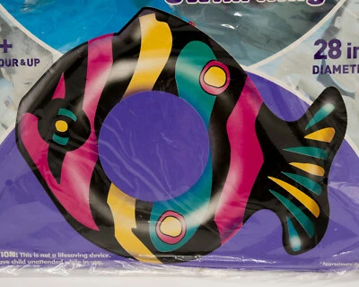 Anillo de natación Aqua Leisure transparente arco iris peces 28" piscina inflable de colección 2001 Foto 1 de 4