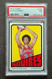 1972-73 Topps #195 Julius Erving Dr. J  ROOKIE PSA 7 NM NO FISH EYE!