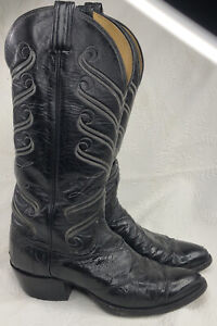 TONY LAMA Style 0001 Mens Size 10.5A Black Leather Cowboy Western Boots Tall
