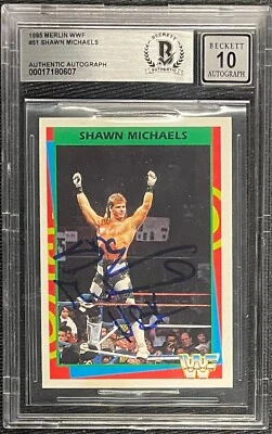 SHAWN MICHAELS SIGNED 1995 WWF MERLIN GERMAN 1 #51 BECKETT AUTO GRADE 10 - Image 1 of 2