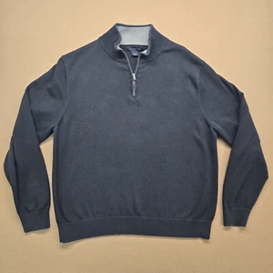 Lands End 1/4 Zip Sweater Mens Large (42-44) Black Pullover Baumwolle Cotton - Picture 1 of 11