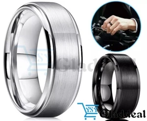 New Tungsten Carbide Wedding Band Ring Brushed Silver Mens Jewelry Size 6-14 - Picture 1 of 22