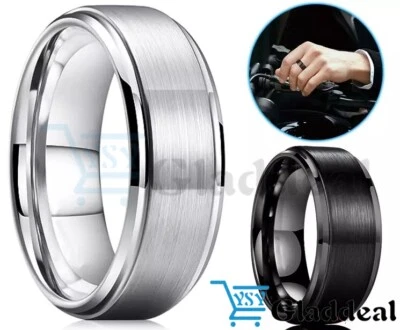 Nuevo anillo de boda de carburo de tungsteno de plata cepillada para hombre joyería talla 6-14 Foto 1 de 4