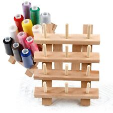 Wooden Thread Spool Holder Rack for 12 Spools Small Foldable Sewing Storage O...