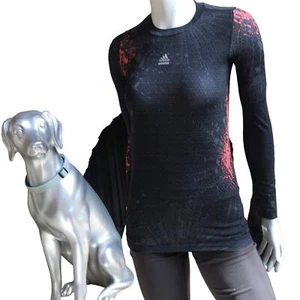 Adidas Tech Fit Girl's Long Sleeve Athletic Shirt Black Red Girl's Size L Large - Picture 1 of 7