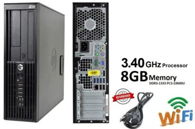 HP Workstation Z220 Desktop Tower Windows 10 Pro 1TB SSD 8 GB 3.40 GHz CPU WiFi - Image 1 of 4