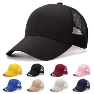 Gorra de béisbol de malla de camionero ajustable en blanco lisa hip hop para hombre - Imagen 1 de 15