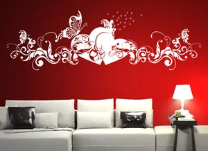 Wandtattoo LIEBE Fee HERZ SCHMETTERLING Wandfolie WSH02  Wandfolie Wallbild - Picture 1 of 4