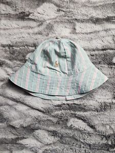 Ralph Lauren Label Green/Red Striped Bucket Hat Size S/M Reworked Fabric 