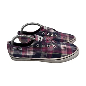 Airwalk Zapatos Mujer 5.5 Tenis Sin Cordones Informales Entrenador a Cuadros Púrpura Estilo de Vida- - Imagen 1 de 13
