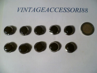 10 BOTTONI RESINA MARRONE METALLO ARGENTO VINTAGE 1,8 CM SET ABITO GIACCA SARTO - Immagine 1 di 4