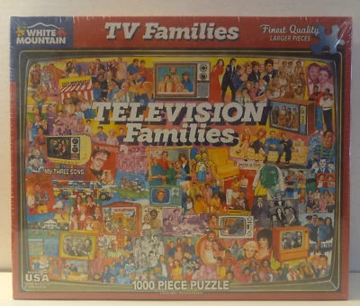 WHITE MOUNTAIN PUZZLE  Television TV Families 1000 Pieces New Sealed - Image 1 of 4