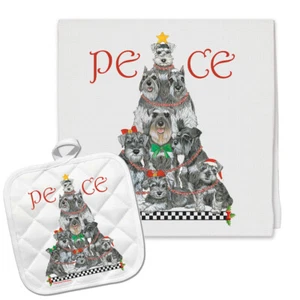 Schnauzer Holiday Dish Towel & Pot Holder Set - Picture 1 of 1